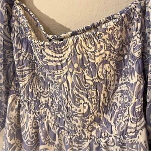 Express Purple & White Off-the-Shoulder Paisley Dress – Size M New
